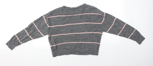 H&M Womens Grey Striped Pullover Jumper Size XS
