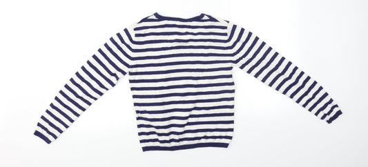 H&M Girls White Spotted Pullover Jumper Size 10-11 Years - Drink design
