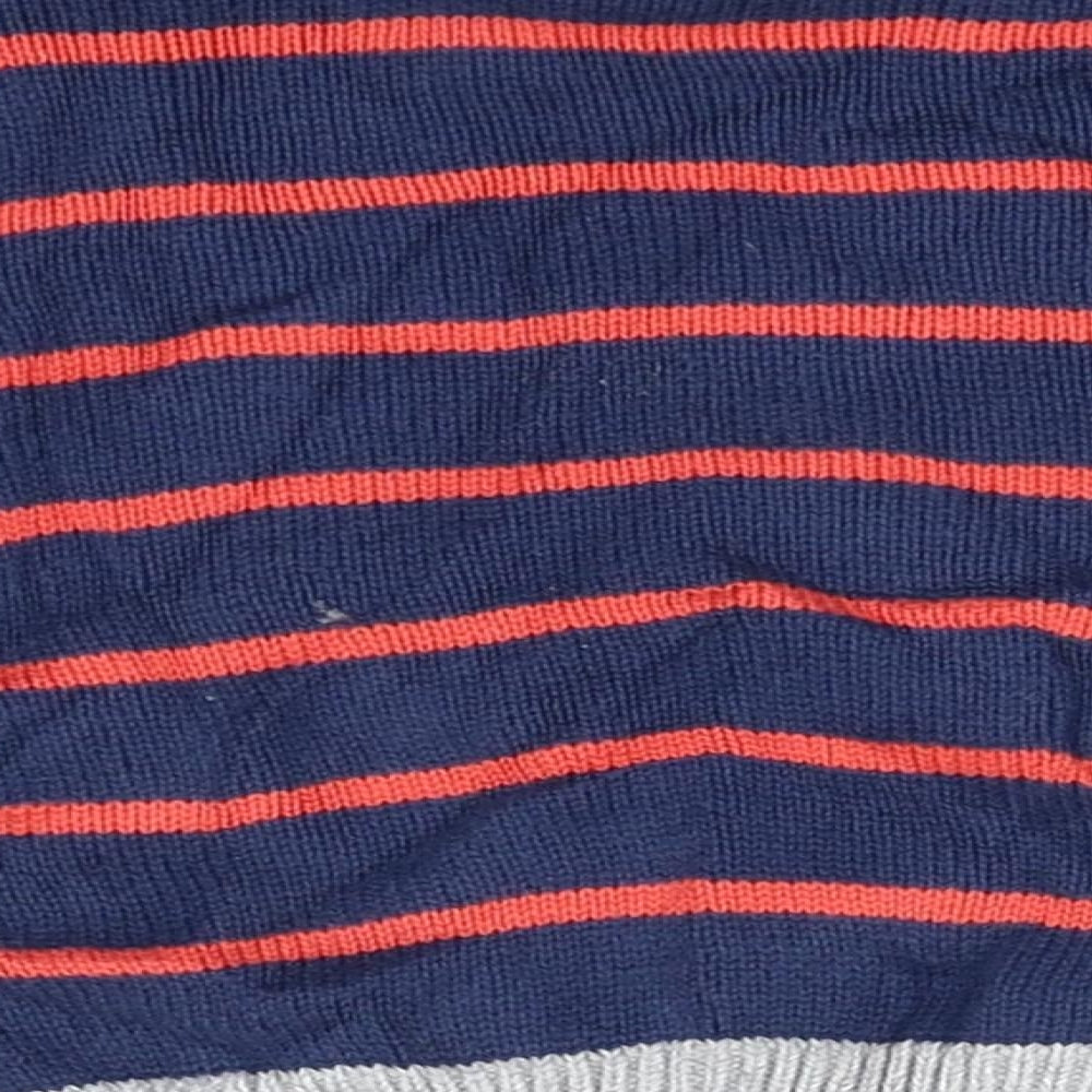 Marks and Spencer Blue Striped Knit Henley Jumper Size 3-6 Months - Star