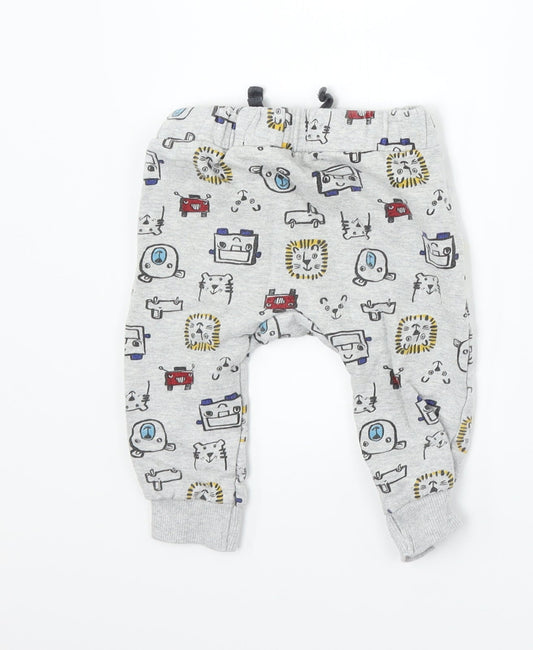 Nutmeg Boys Grey Jogger Trousers Size 6-9 Months - animals