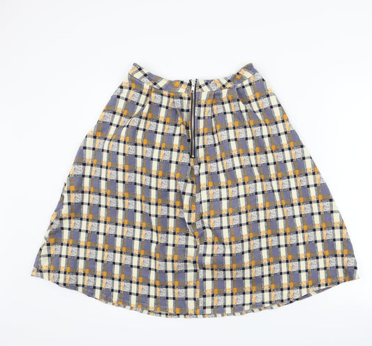 +6 Womens Blue Check A-Line Skirt Size 28 in