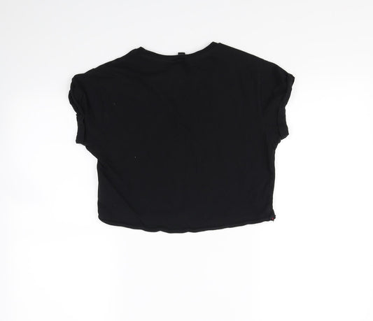 New Look Girls Black Cropped T-Shirt Size 12 Years