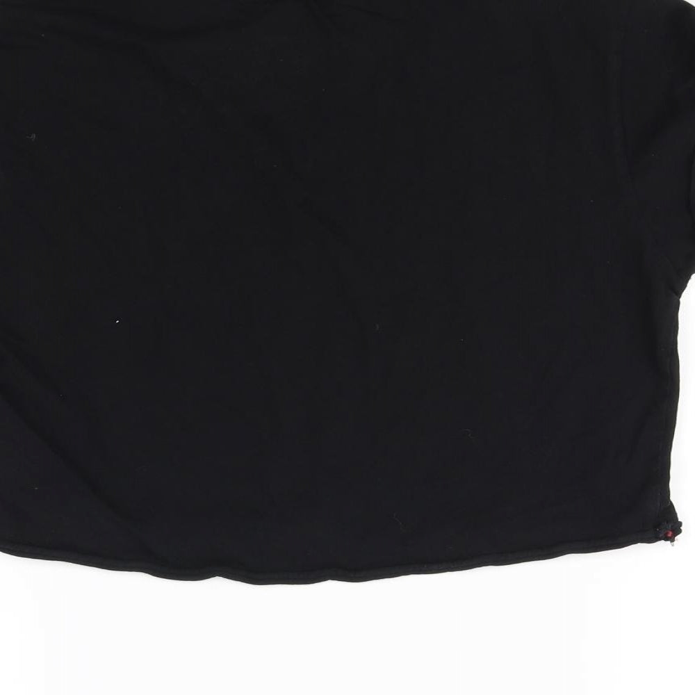 Brand and care label for New Look girls’ black cropped t-shirt, size 12, years