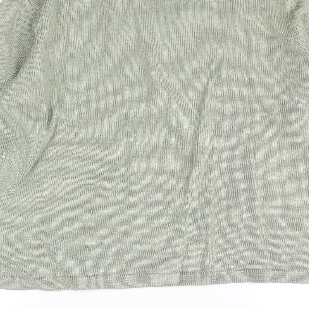 Brand and care label for Akal women’s green jumper, size L