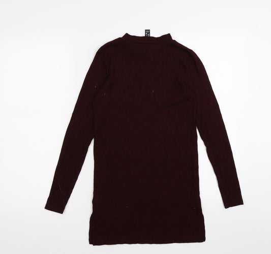 Very Womens Brown Striped Pullover Jumper Size 6 - burgundy