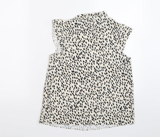 New Look Womens Ivory Animal Print Chiffon Basic Blouse Size 6 - LEOPARD PRINT