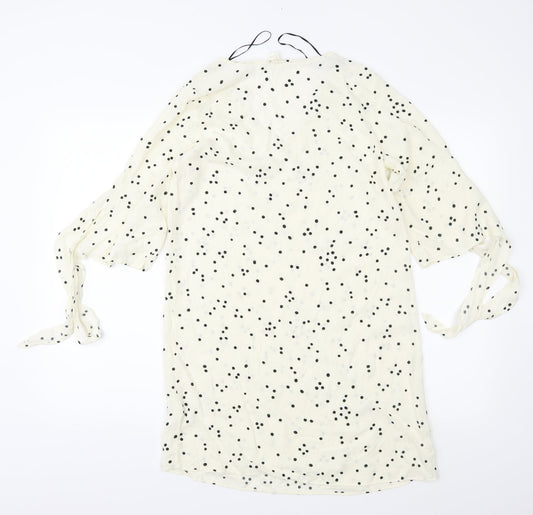 H&M Womens Ivory Polka Dot Shift Size 6