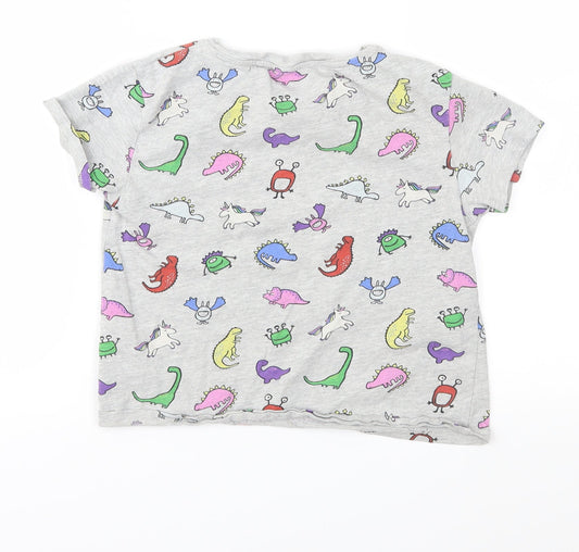 NEXT Boys Grey Geometric Jersey Basic T-Shirt Size 9 Years