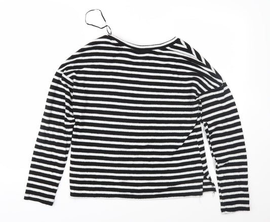 H&M Womens Black Striped Knit Pullover Jumper Size S