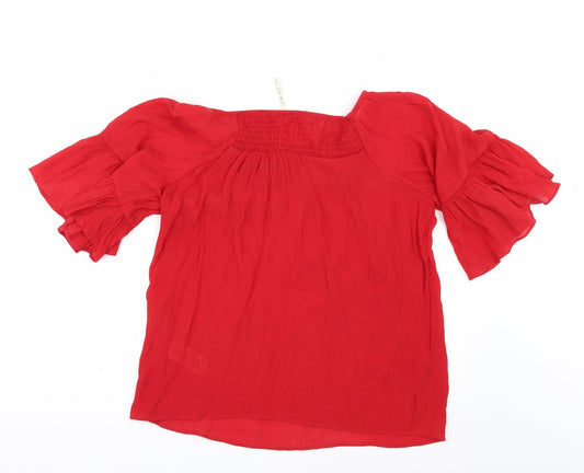 LEO NICOLA Womens Red Tunic Blouse Size S
