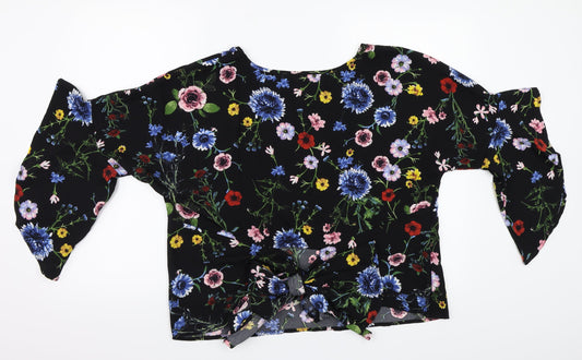 Apricot Womens Black Floral Basic Blouse Size 14