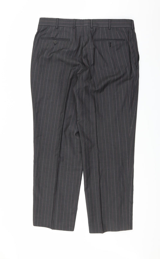 Preworn Mens Grey Striped Trousers Size 36 in L29 in