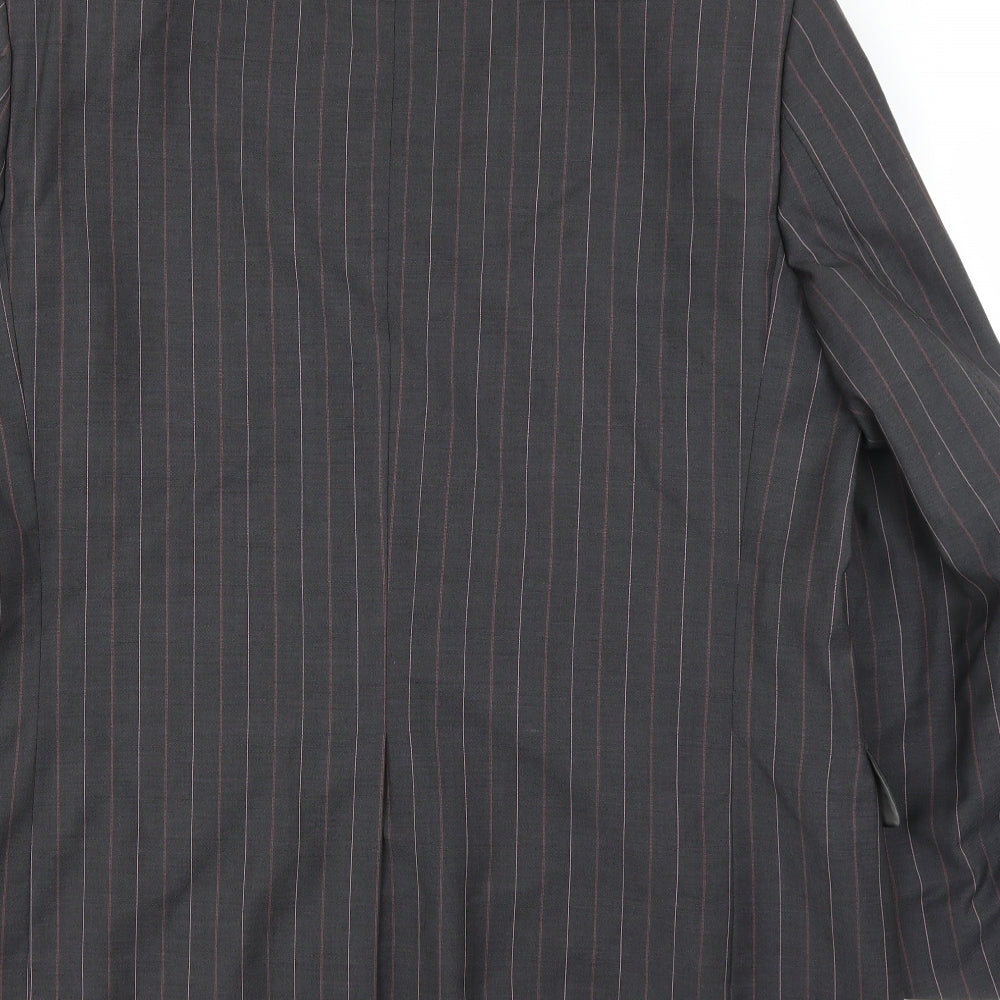 Brand and care label for Angelico men’s grey striped jacket suit jacket, size 40