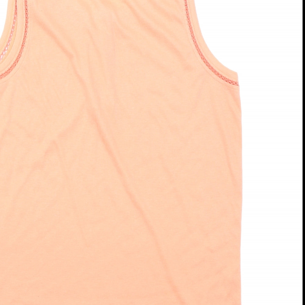 Brand and care label for Design Essentials women’s orange basic tank, size S
