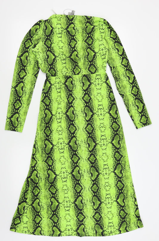 ASOS Womens Green Geometric Fit & Flare Size 4