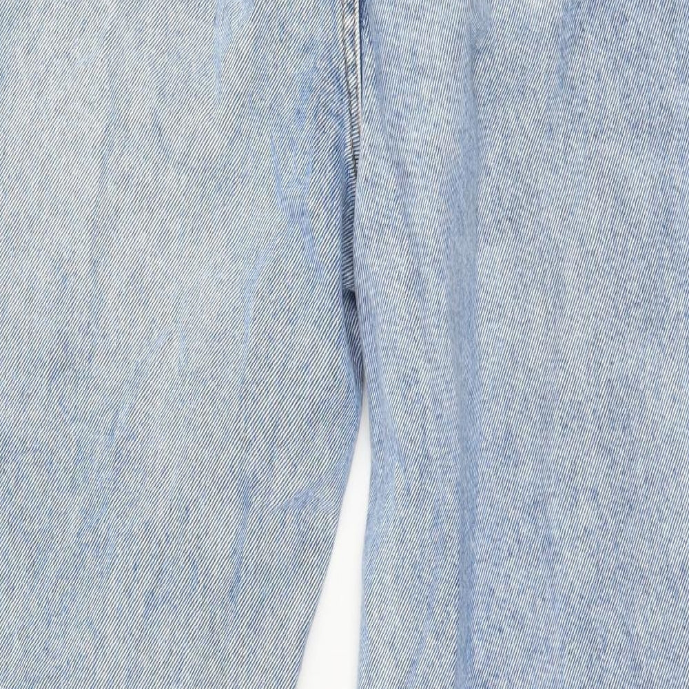 Brand and care label for Denim & Co. women’s blue denim mom jeans, size UK 4, 28-inch leg