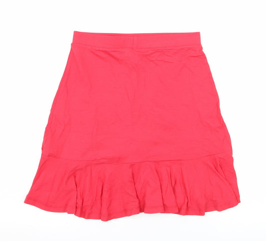 ASOS Womens Pink Jersey A-Line Skirt Size 6 - Frill Detail