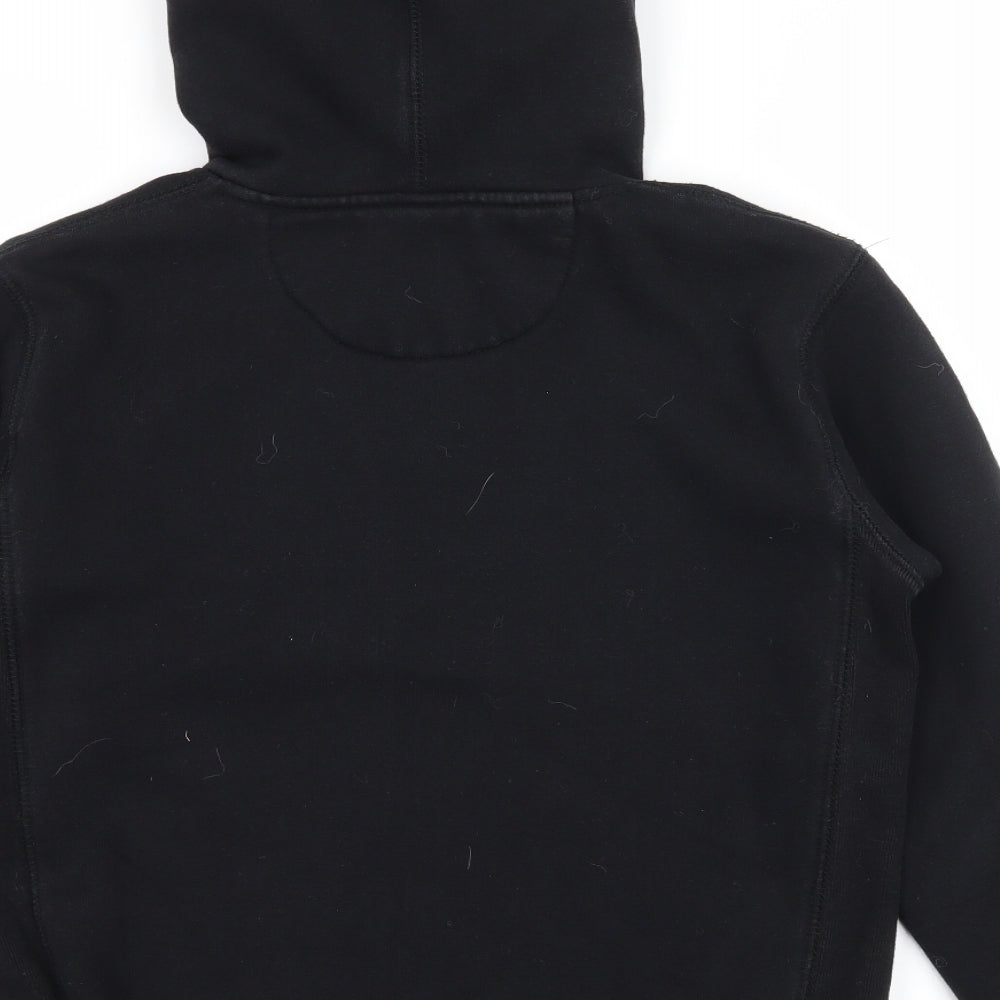 Brand and care label for Primitive Apparel boys’ black jersey pullover hoodie, size 10, years