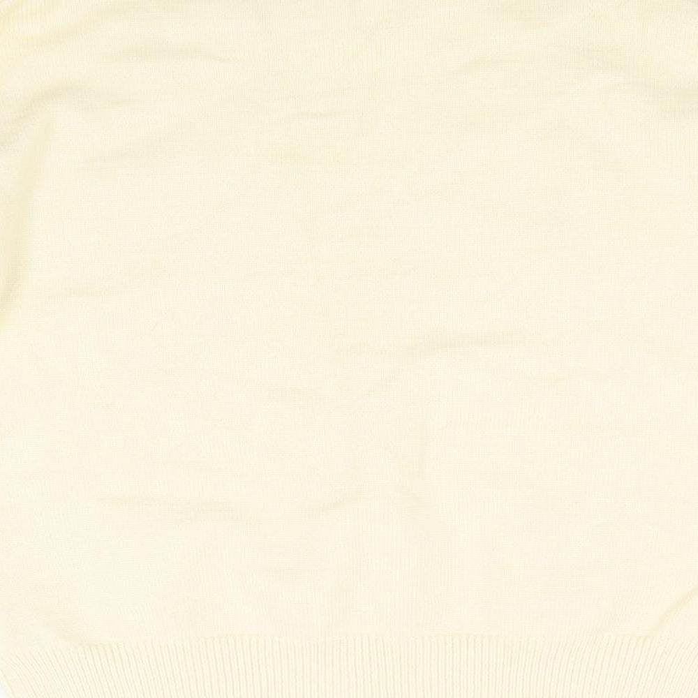 Brand and care label for Studio women’s yellow knit jumper, size UK 12