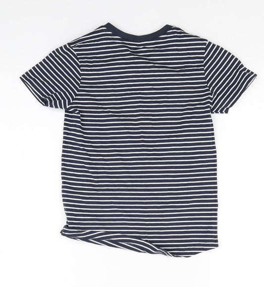 Nut meg Girls Blue Striped Basic T-Shirt Size 7-8 Years
