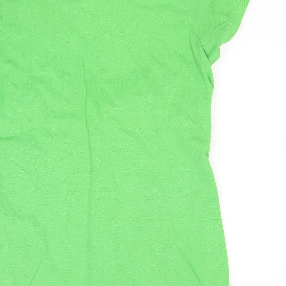 Brand and care label for A south & fox men’s green polo, size M
