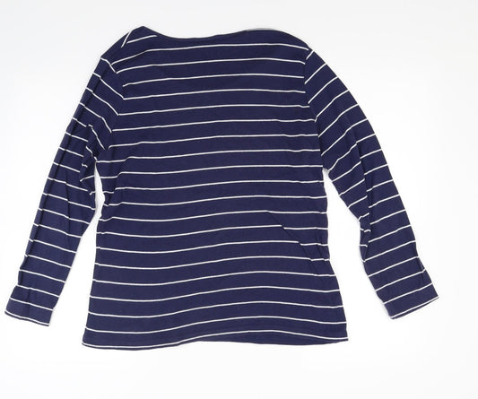 Avenue Womens Blue Striped Pullover Jumper Size 16