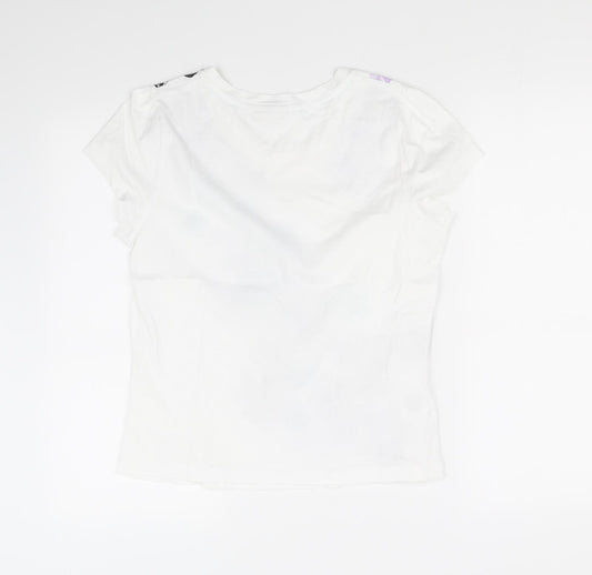 county casual Womens White Floral Basic T-Shirt Size M