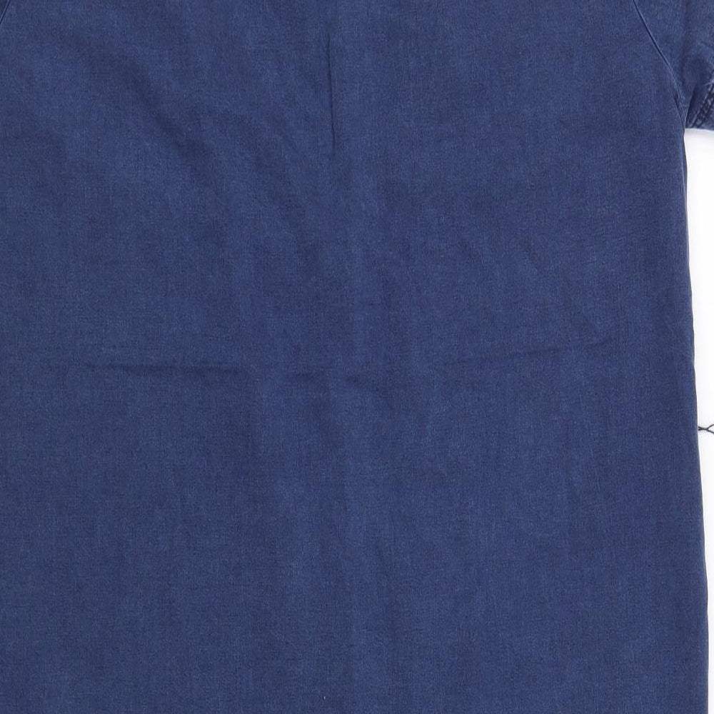 Brand and care label for H&M women’s blue jumper, size UK 10