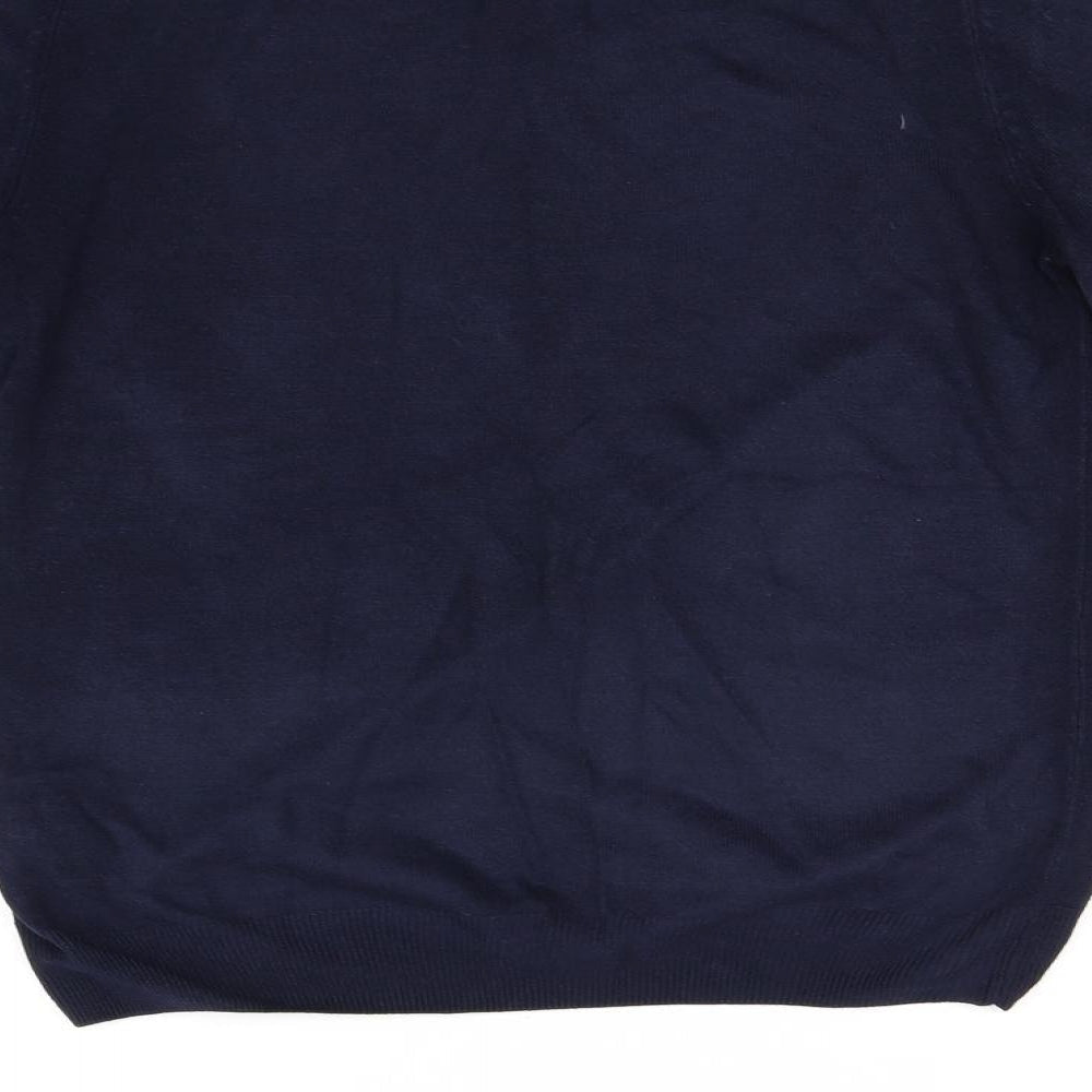 Brand and care label for F&F men’s blue jumper, size S
