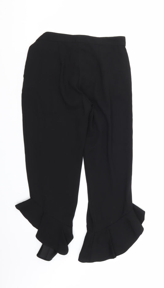 River Island Womens Black Rayon Cropped Trousers Size 8 L21 in - Ruffle