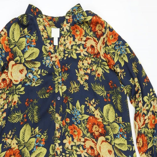H&M Womens Multicoloured Floral Basic Button-Up Size 6