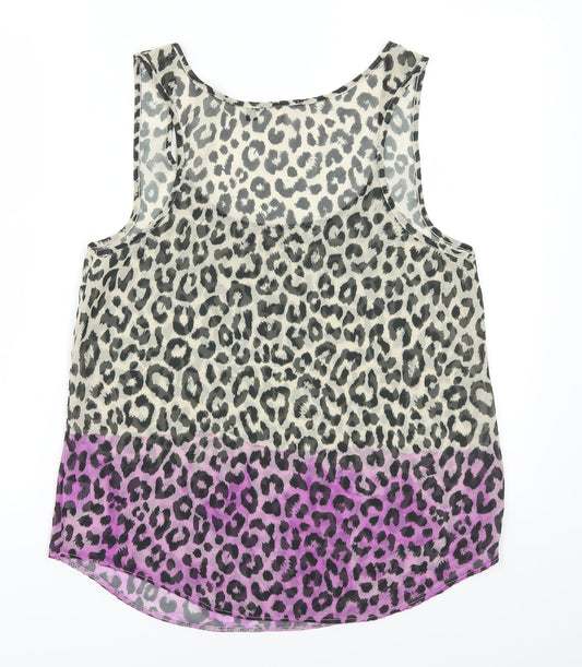 Preworn Womens Pink Animal Print Basic Tank Size 10
