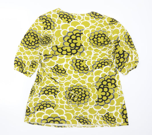 Claudia C Womens Green Floral Basic T-Shirt Size 16