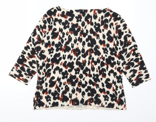 Minuet Womens Beige Animal Print Pullover Jumper Size L