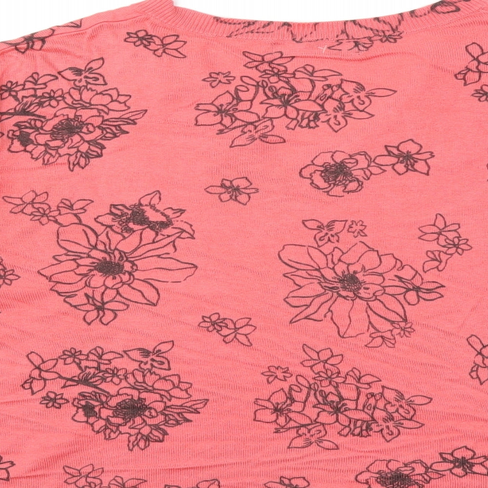Brand and care label for Marks & Spencer women’s pink floral knit jumper, size L