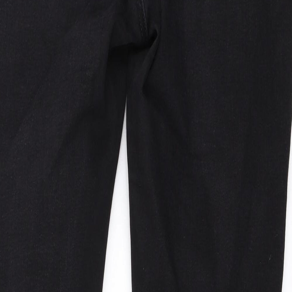 Brand and care label for denim co women’s black straight jeans, size UK 12, 26-inch leg