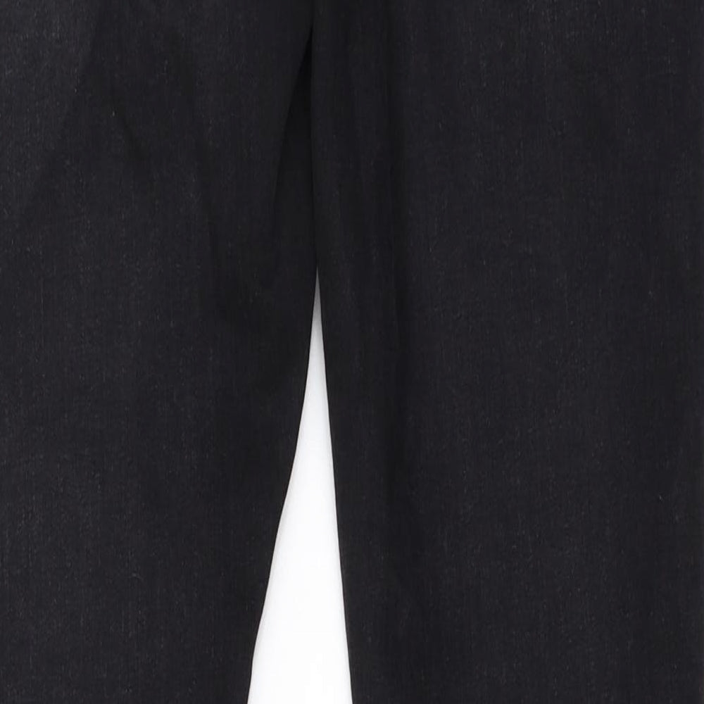 Brand and care label for denim co women’s black skinny jeans, size UK 12, 26-inch leg