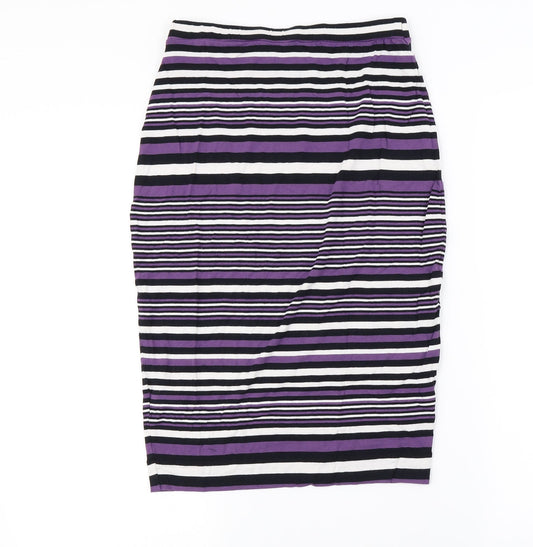 NEXT Womens Purple Striped Bandage Skirt Size 10