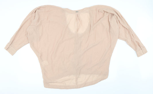 Crafted Womens Beige Basic Button-Up Size 14