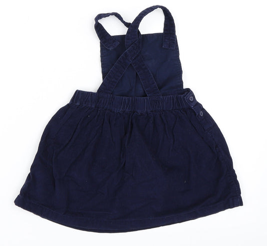George Girls Blue Corduroy Pinafore/Dungaree Dress Size 12-18 Months - Poodle