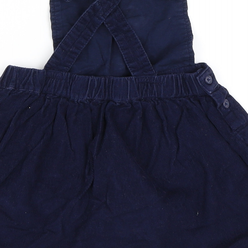 Brand and care label for George girls’ blue corduroy pinafore/dungaree dress, size 12-18, months - poodle