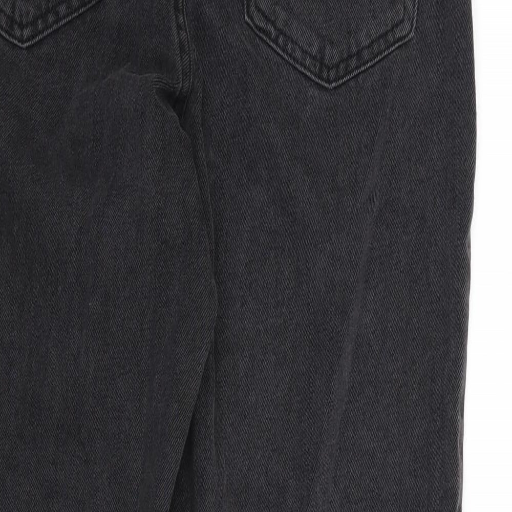 Brand and care label for Denim Co. women’s black denim straight jeans, size UK 8, 28-inch leg