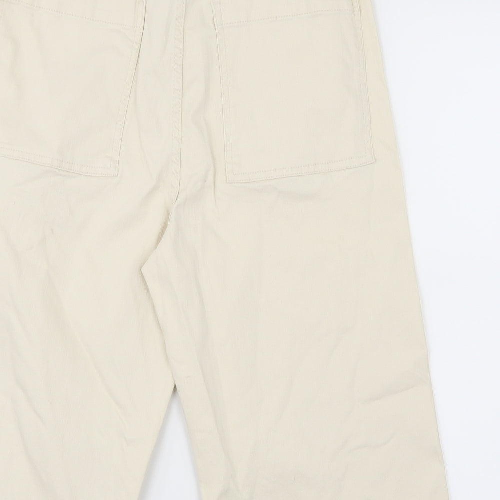 Brand and care label for Denim Co. women’s ivory denim cropped jeans, size UK 12