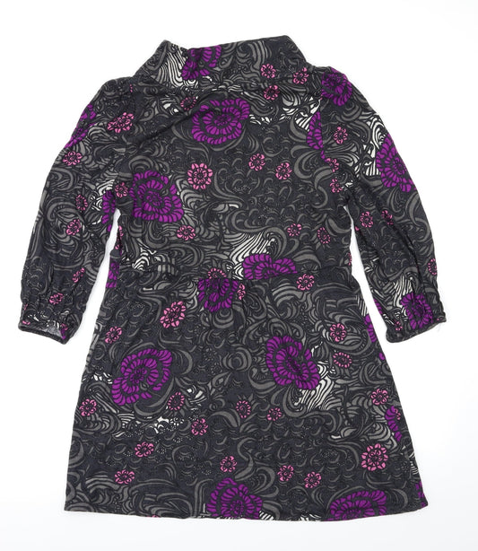 PLANET Womens Black Floral Fit & Flare Size 10