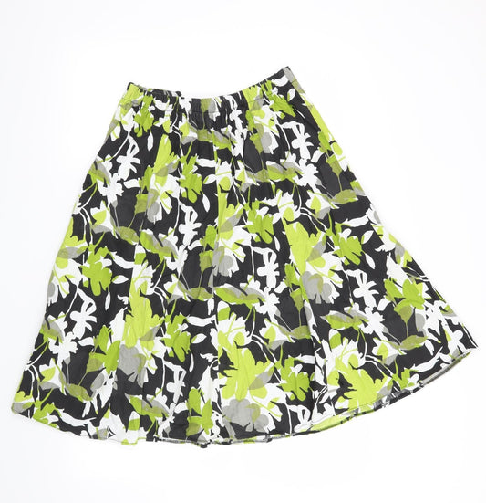 Preworn Womens Green Floral A-Line Skirt Size 28 in