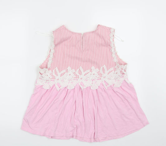 Savida Womens Pink Striped Basic Blouse Size S