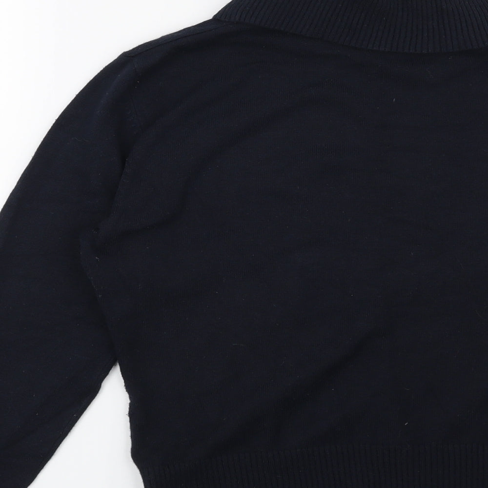 Brand and care label for Preworn women’s blue jumper, size UK 12