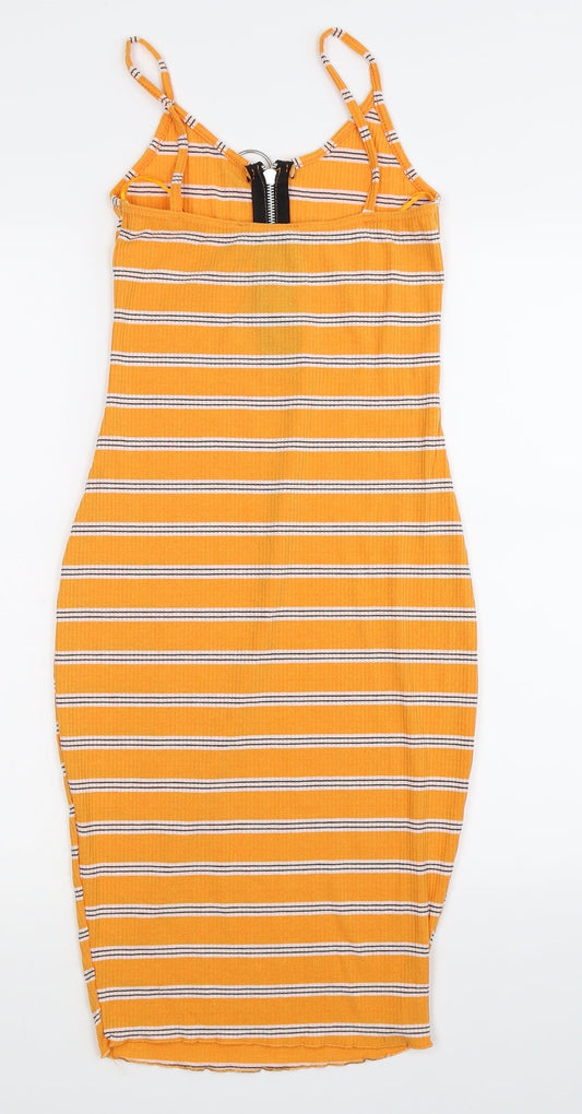 Select Womens Yellow Striped Bodycon Size 8