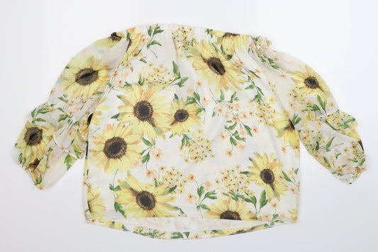 Bonmarché Womens White Floral Basic Blouse Size 12