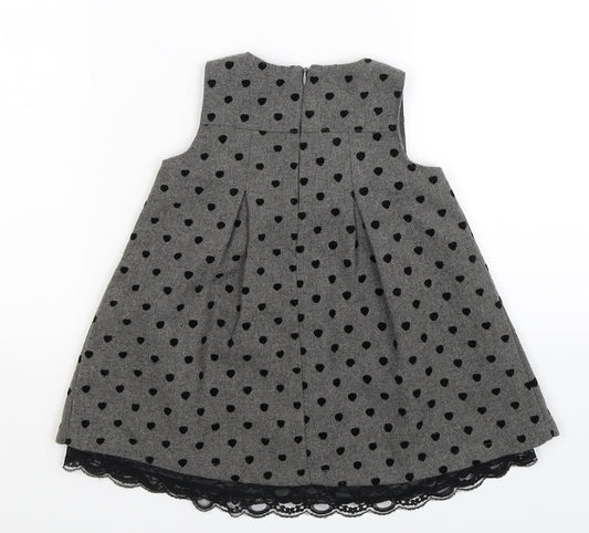 Dunnes Stores Girls Grey Polka Dot Fit & Flare Size 6-9 Months